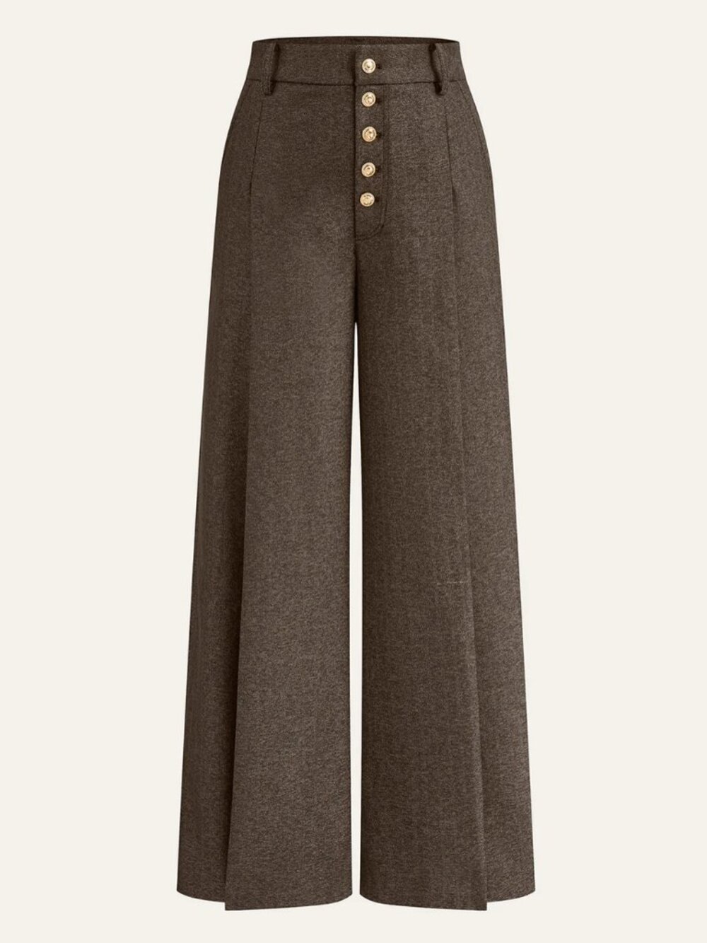 Commense High-Waisted Button-Front Wide-Leg Pants